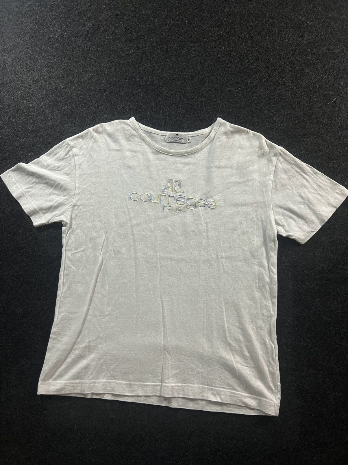 Courreges Vintage 90’s courreges multicolour embroiderd logo tee Size M / US 6-8 / IT 42-44 - 2 Thumbnail