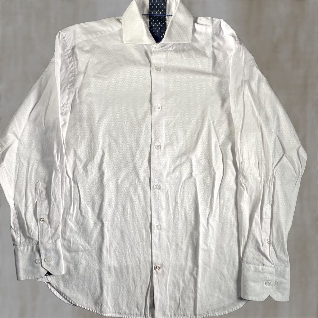 Vintage Visconti Black Shirt Mens Small White Patterned Long Sleeve Contrast Cuffs Size US S / EU 44-46 / 1 - 1 Thumbnail