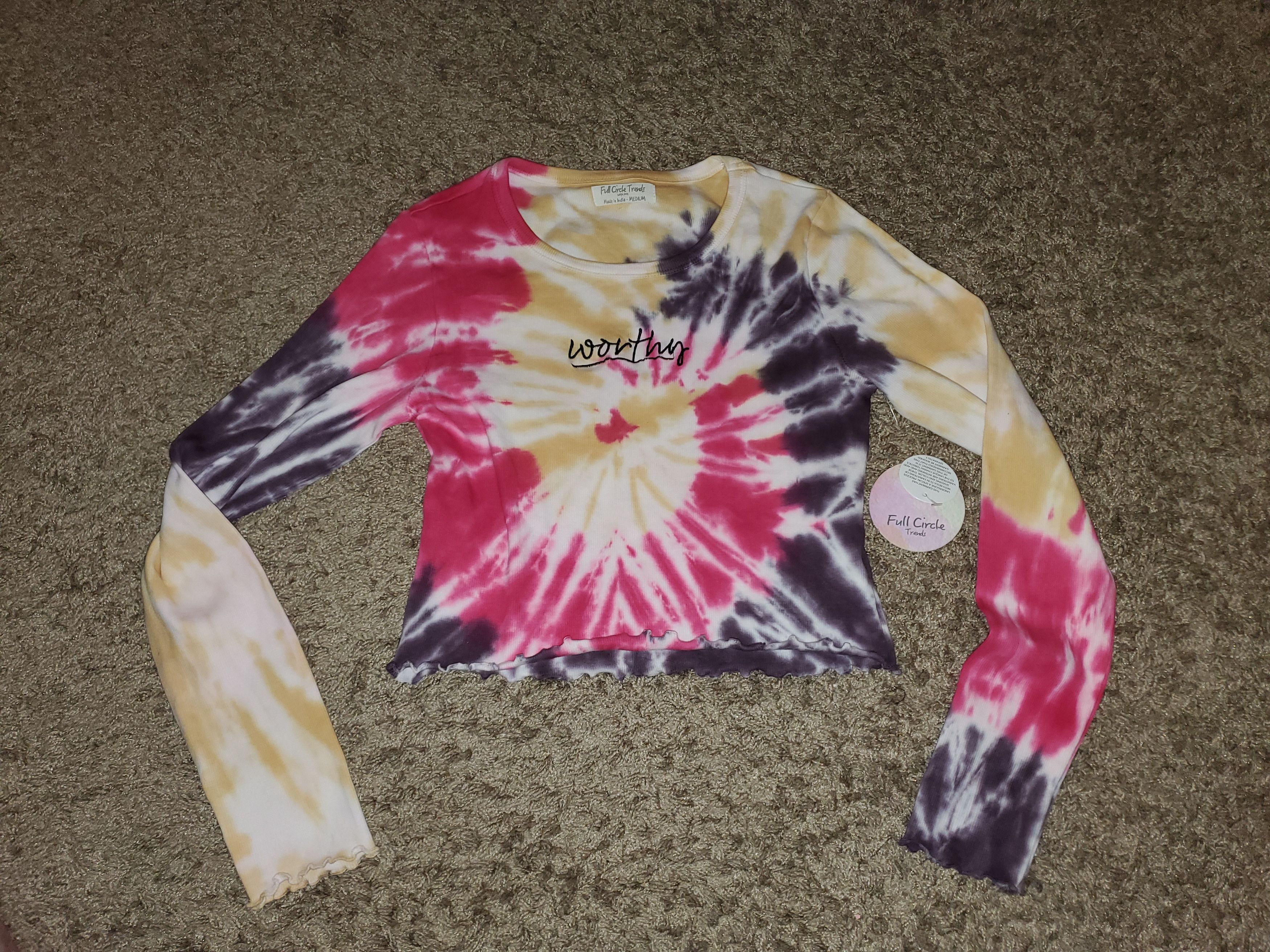 Full Circle *NWT* Cropped Tie-Dye Long Sleeve Top (size M) Size M / US 6-8 / IT 42-44 - 2 Thumbnail