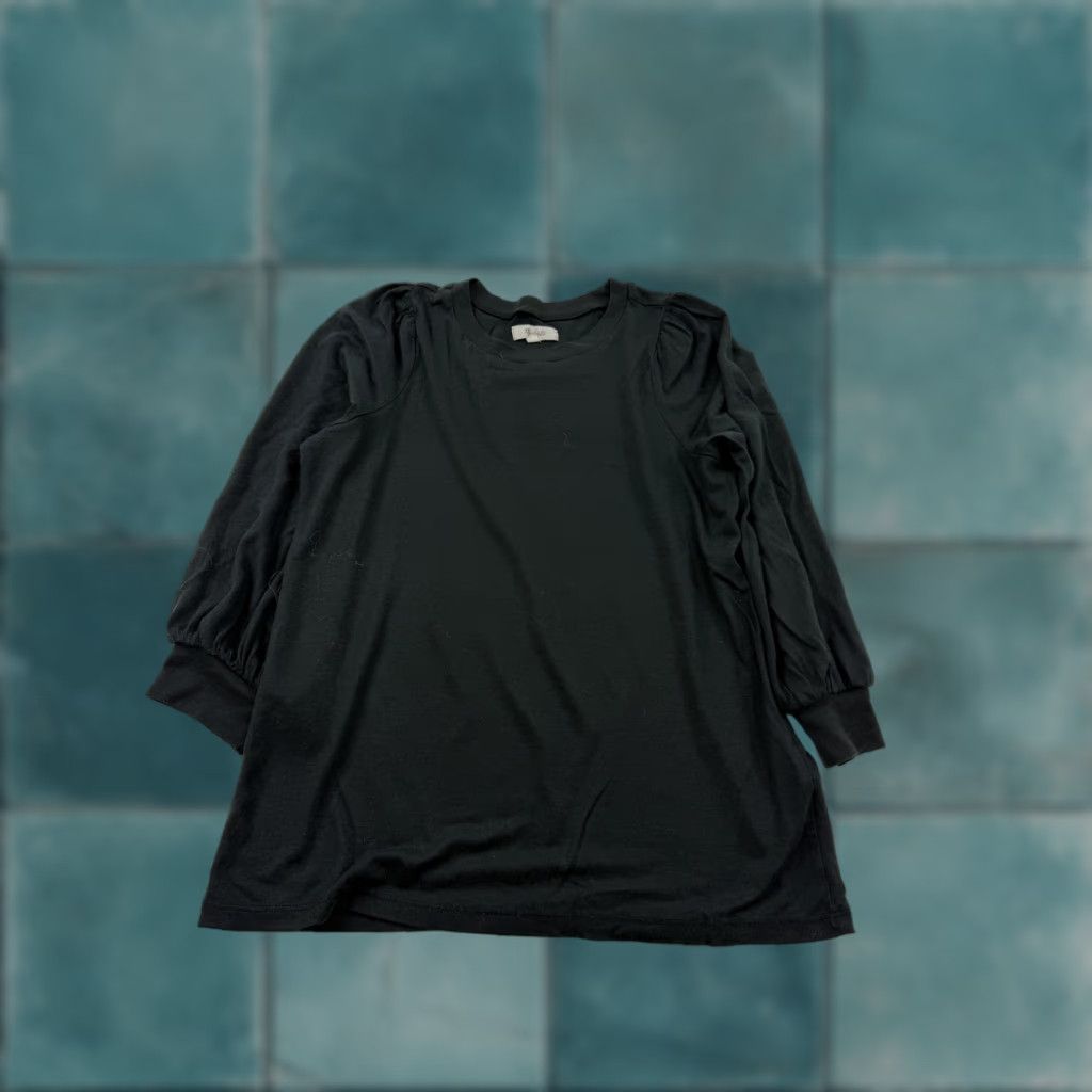 Madewell Madewell Shirt Womens XS Black 3/4 Balloon Sleeve Crewneck Jersey Knit Basic Top Size XS / US 0-2 / IT 36-38 - 1 Thumbnail