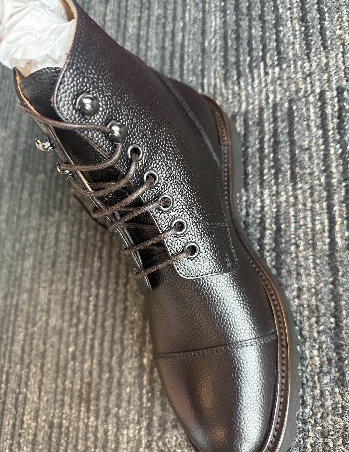 image of Scarosso Beautiful Brown Pebble Grain Leather Boots, Men's (Size 7)