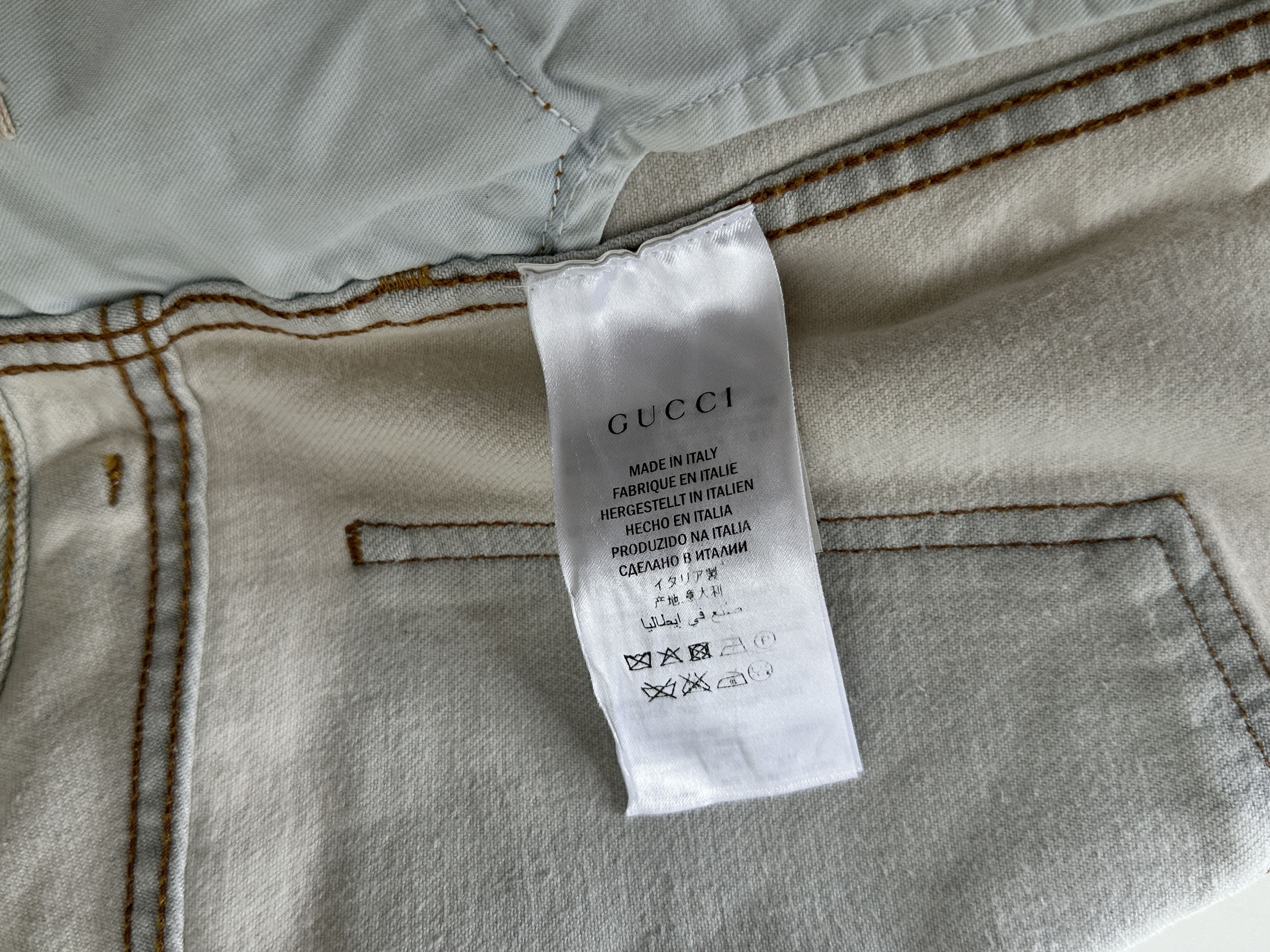 Gucci Gucci mens bleached white japanese denim pants Size US 29 - 9 Thumbnail
