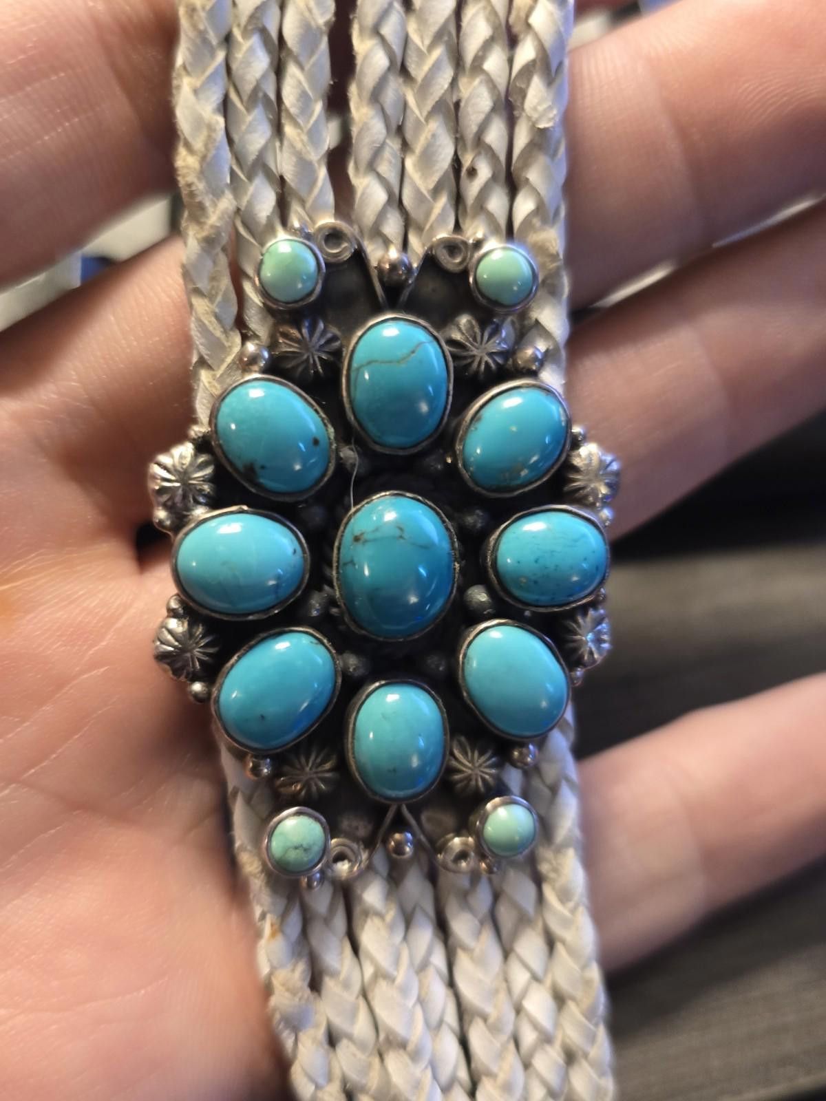 Chan Luu Chan Luu Sterling Silver, Turquoise Cluster Bracelet Leather Size ONE SIZE - 8 Thumbnail