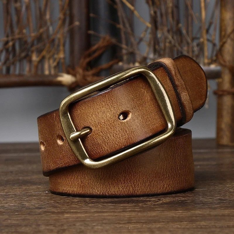 Leather × Vintage Genuine Leather Casual Jeans Belt Size ONE SIZE - 2 Thumbnail