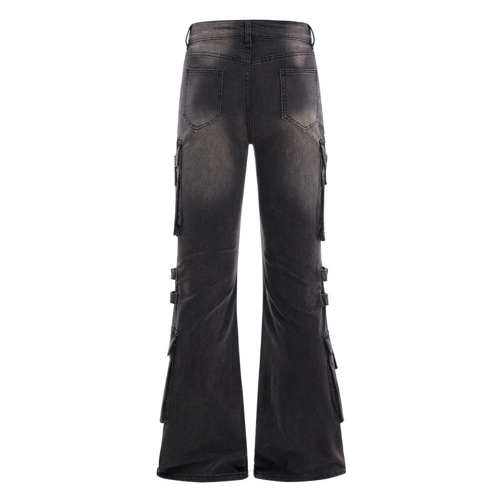 Vintage American street washed distressed multi-pocket flared jeans Size US 32 / EU 48 - 2 Thumbnail