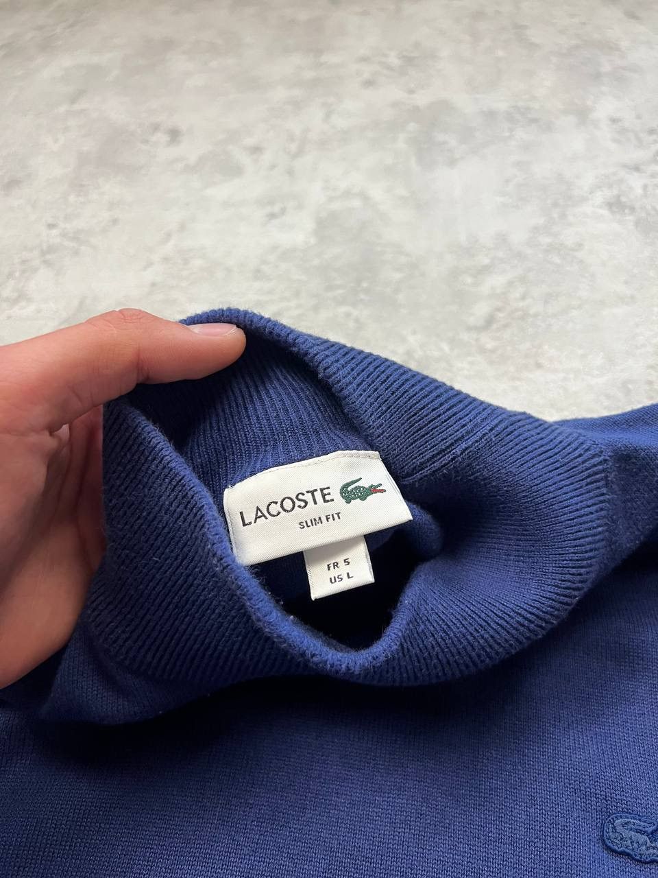 Lacoste Lacoste Blue Light Sweater Under The Neck Leather Logo Size US L / EU 52-54 / 3 - 11 Thumbnail