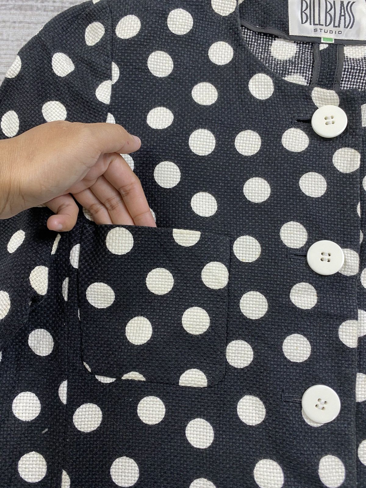 Bill Blass × Designer × Vintage Vintage BILLBLASS Studio Polka Dot Style Short Sleeve Shirt Size M / US 6-8 / IT 42-44 - 6 Thumbnail
