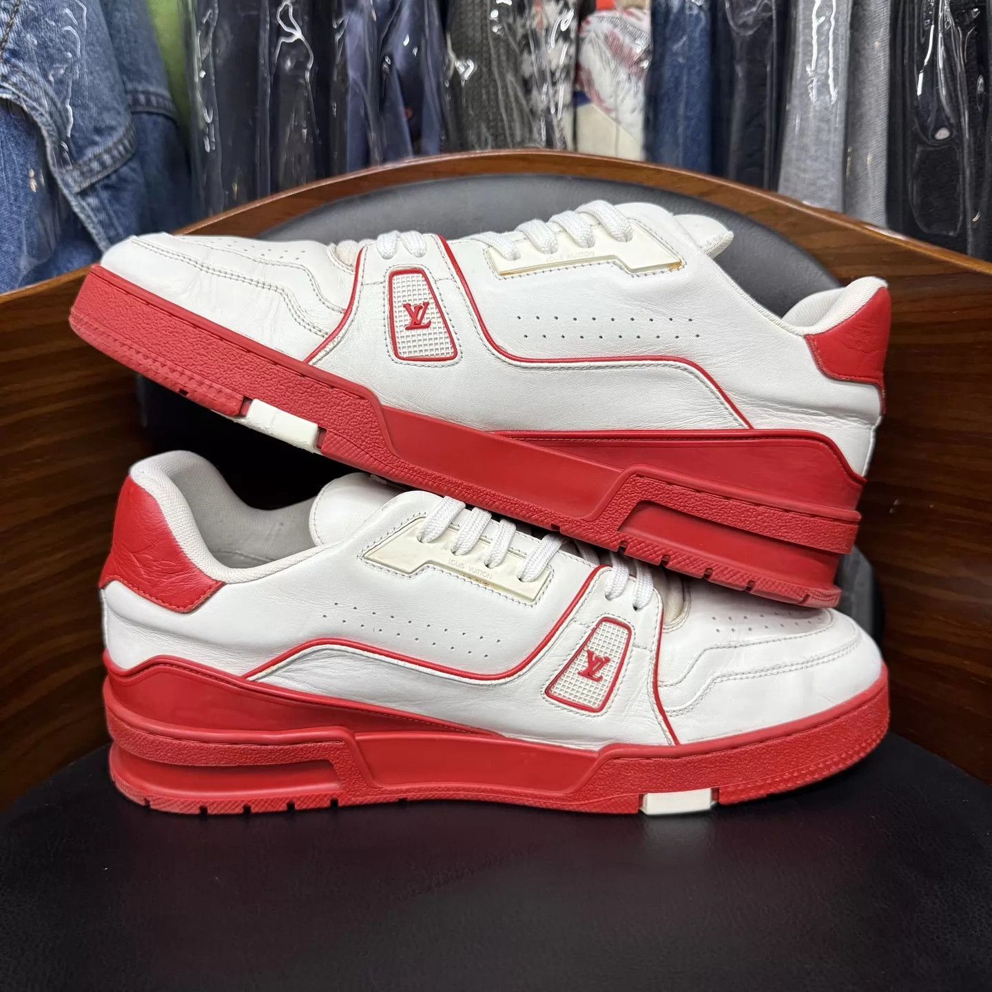 Louis Vuitton LV Trainer White/Red US 8 / EU 42 97 New Size US 9 / EU 42 - 7 Thumbnail