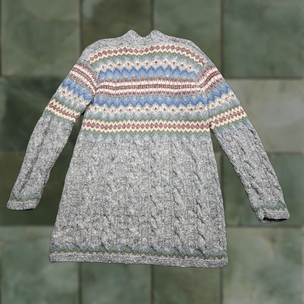 Ralph Lauren Lauren Ralph Lauren Sweater Womens Small Gray Fair Isle Tunic Cable Knit Alpaca Shirt Size S / US 4 / IT 40 - 1 Thumbnail