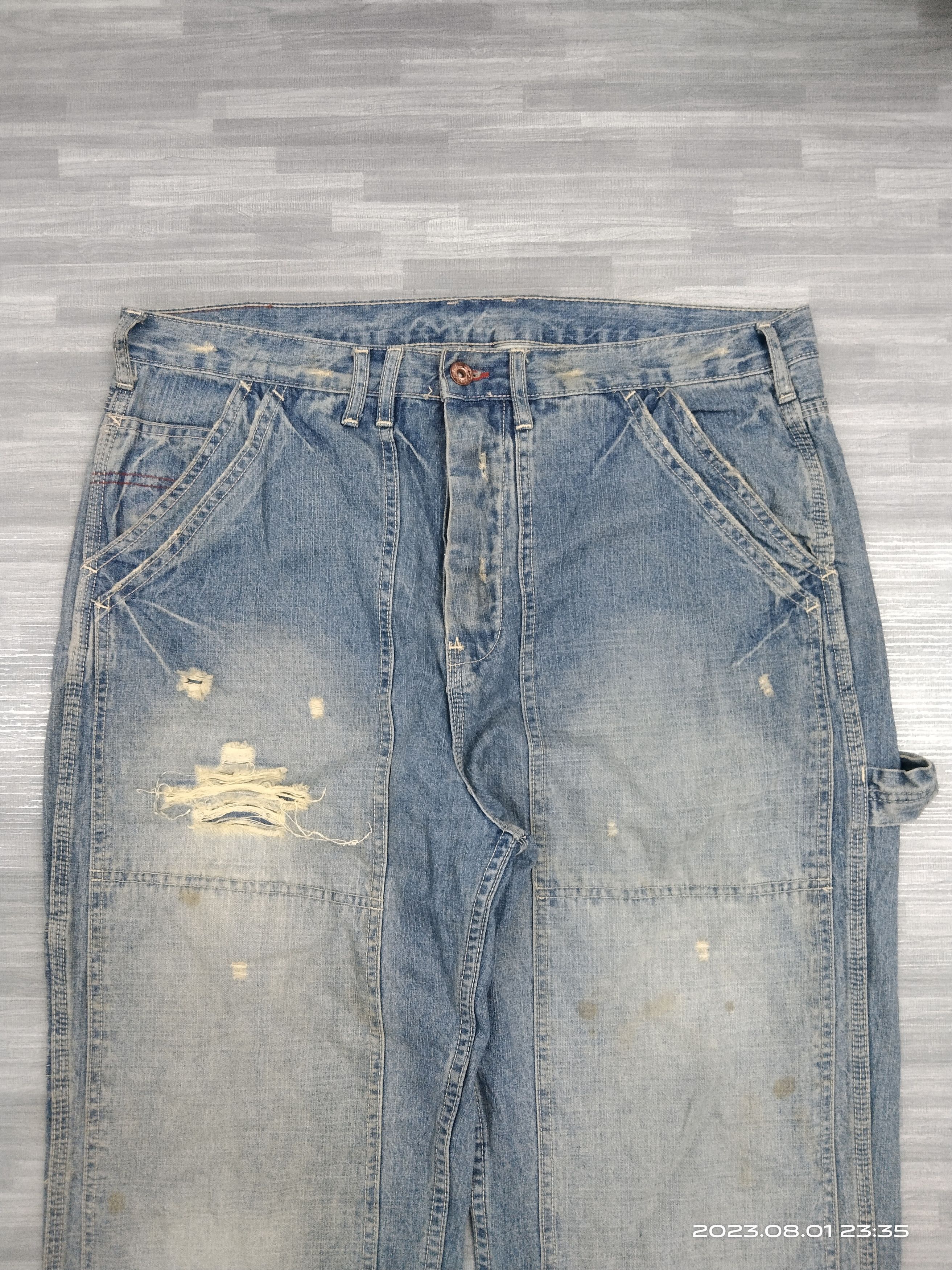Japanese Brand SiCK DOUBLE KNEE A.N.B.A.L DENIM PANTS Size US 36 / EU 52 - 4 Thumbnail