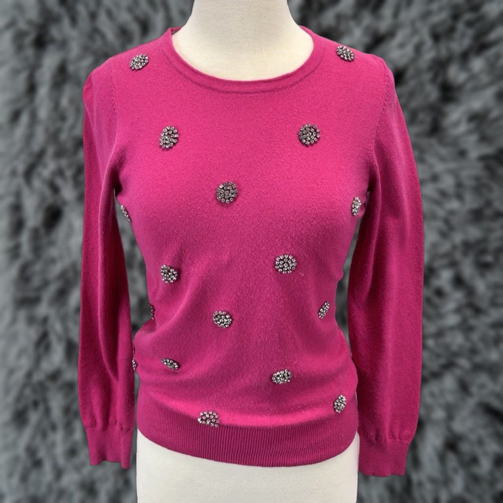 Boden BODEN Embellished Sweater Women’s Size 4 Pink Cotton Blend Classic Crew Neck Pullover Size S / US 4 / IT 40 - 1 Thumbnail