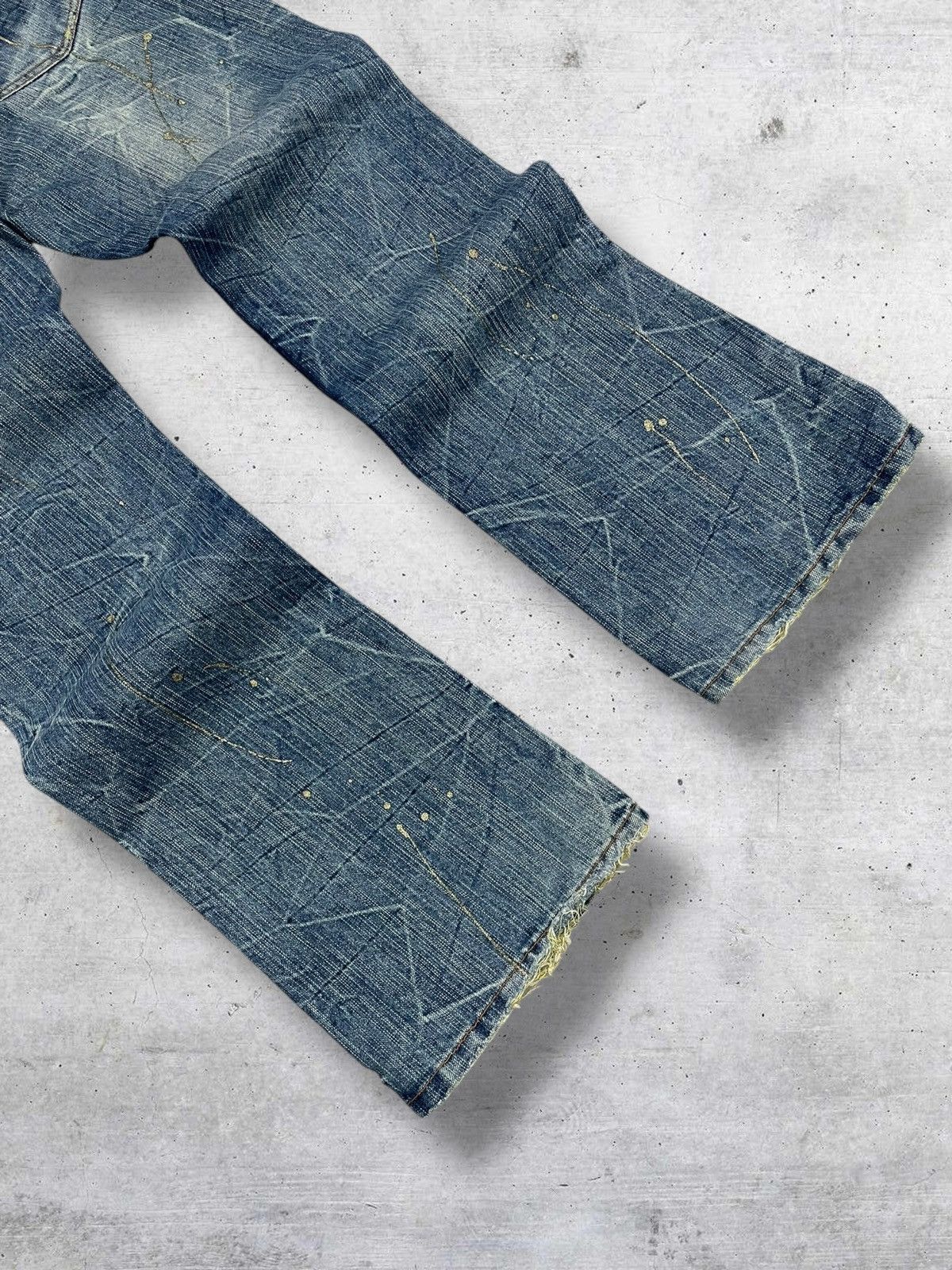 If Six Was Nine VINTAGE DISTRESSED GOLD MUD WASH FLARED NYLAUS JAPAN DENIM Size US 31 - 11 Thumbnail