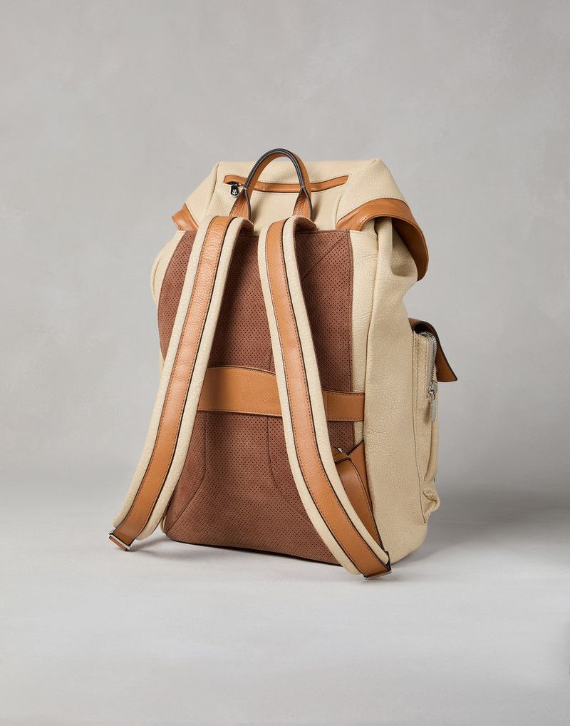 Brunello Cucinelli o1la1rc1a0326 Size:OS / Cowhide Leisure Backpack Cream/Brown Size ONE SIZE - 2 Thumbnail