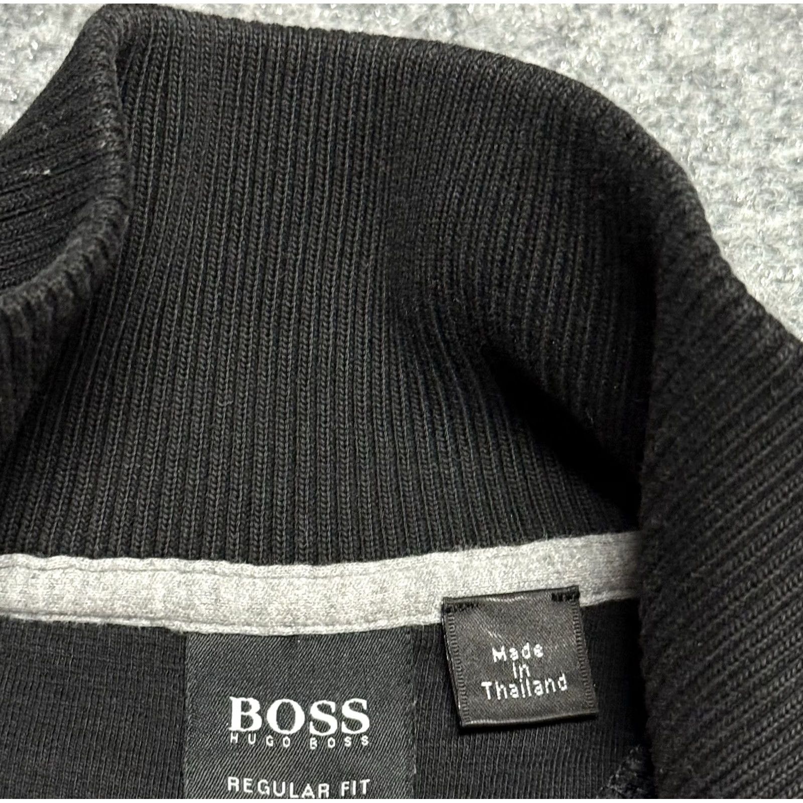 Hugo Boss HUGO BOSS Sweater Mens Large Black 1/4 Zip Sondrio Pullover Knit Sweatshirt Mock Neck Logo Zipper Size US L / EU 52-54 / 3 - 6 Thumbnail