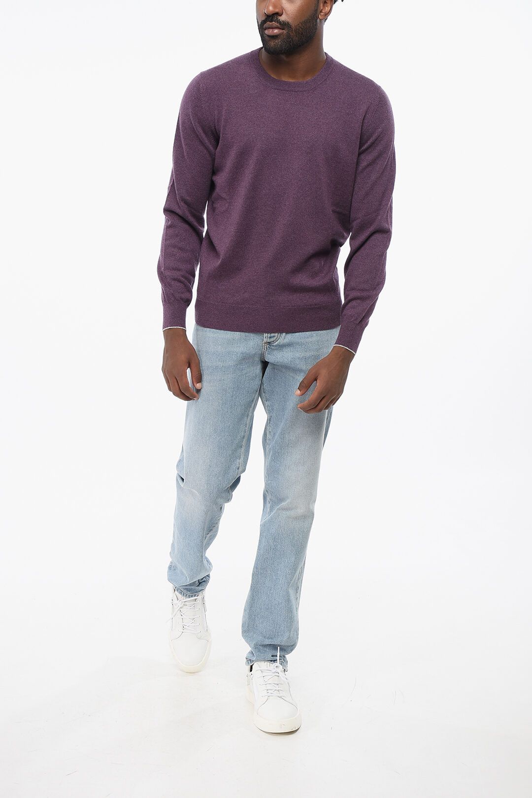 Brunello Cucinelli og1mm0725 Crewneck Pure Cashmere Sweater in Purple Size US XXL / EU 58 / 5 - 4 Thumbnail
