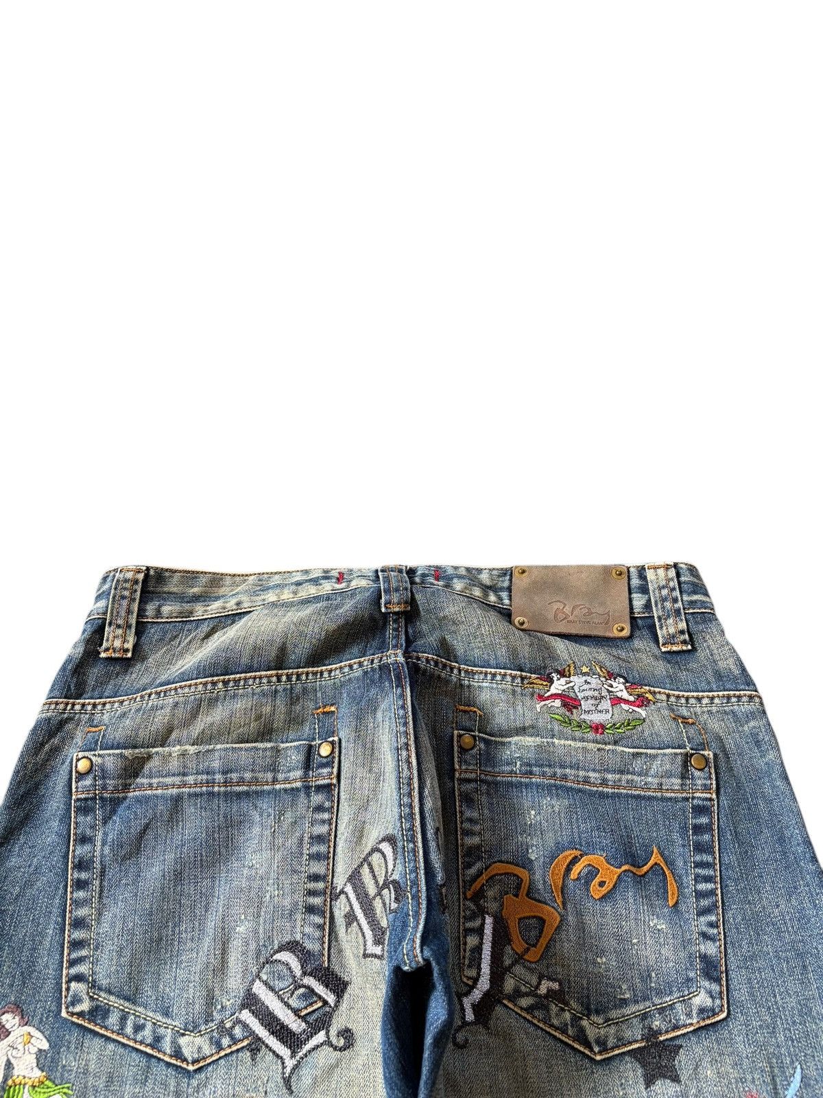 Ed Hardy Vintage Japanese Brand Punk Embroidered Loose Jeans Size US 33 - 4 Thumbnail