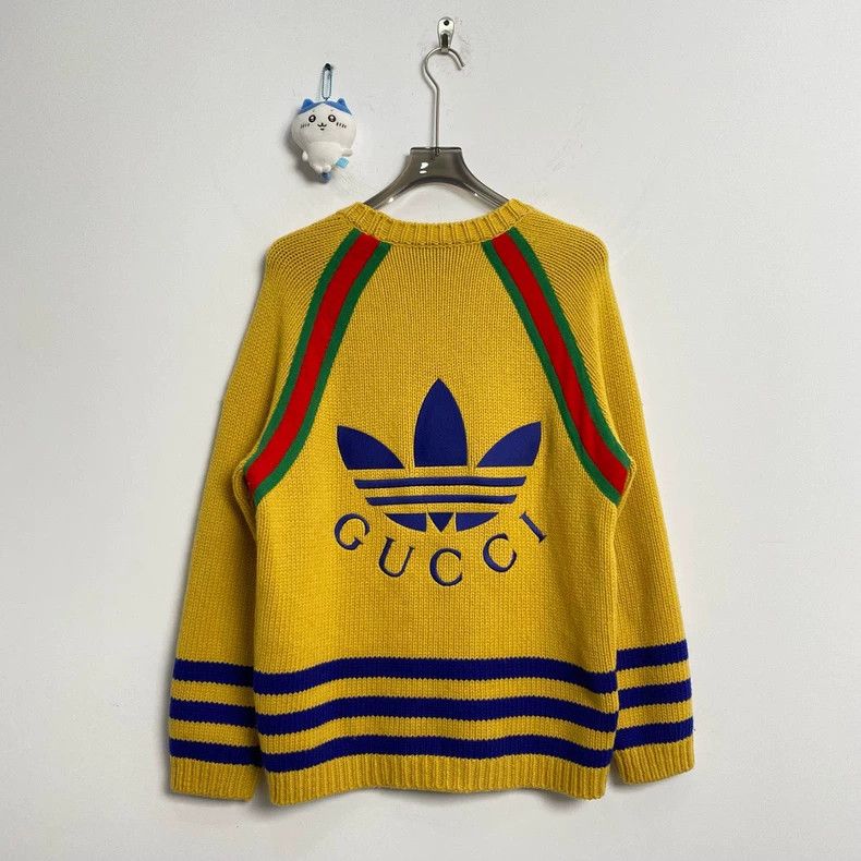 Gucci Gucci Adidas co-branded color-blocked clover logo wool swea Size US S / EU 44-46 / 1 - 3 Thumbnail