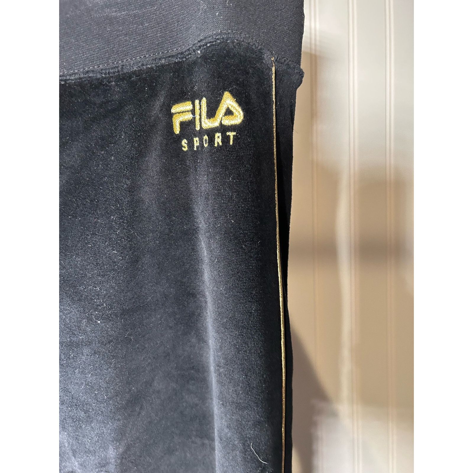 Fila Fila Sport Track Pants Black Velour XL 90’s Vintage Size 36" / US 14 / IT 50 - 4 Thumbnail