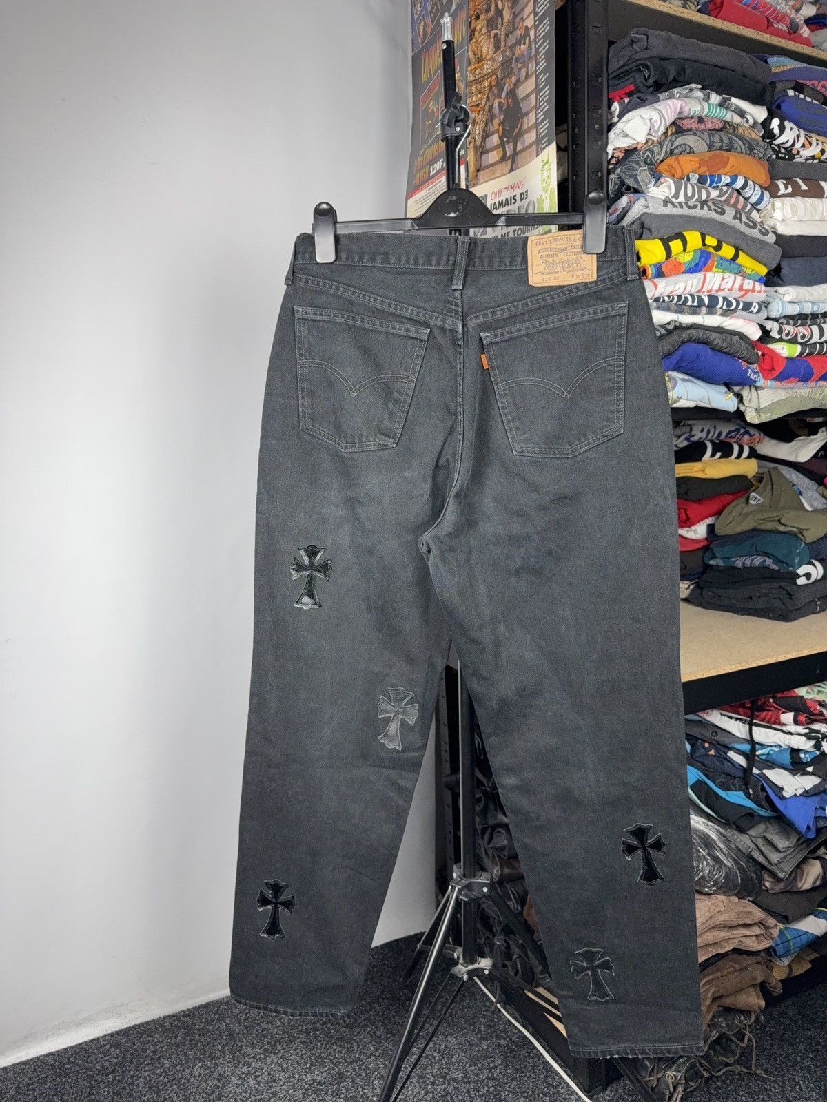 Vintage Vintage 90s Custom Chrome Hearts Style Cross Denim Jeans Size US 33 - 13 Thumbnail