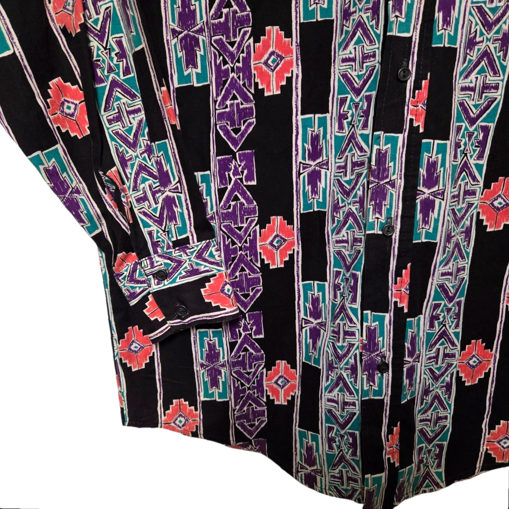 YOKE VTG Steer West Western Shirt Mens M Multicolor Button-Up Long Sleeve Collared Cotton USA Made Rodeo Yoke Aztec Rockabilly Pattern Dress Shirt Mens Size US M / EU 48-50 / 2 - 3 Thumbnail