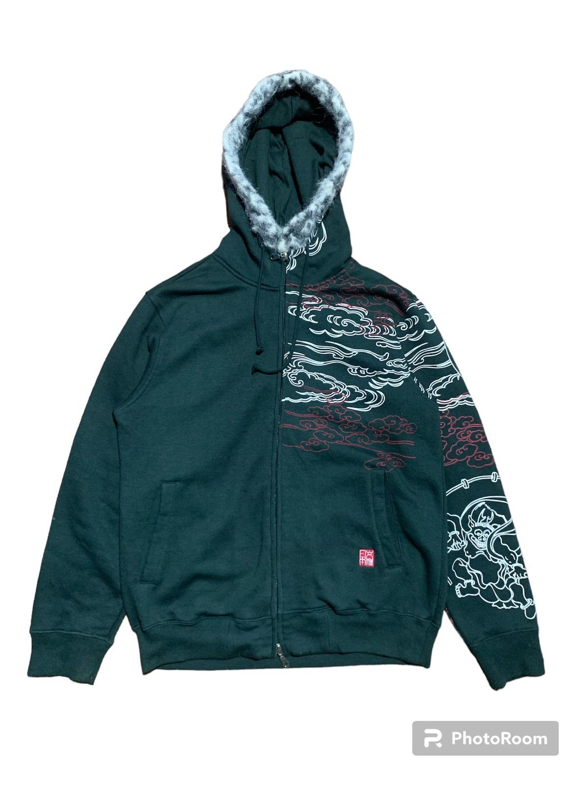 If Six Was Nine × Japanese Brand × Le Grande Bleu (L.G.B.) Sukajan fujin raijin fur hoodie over printed japanese style Size US L / EU 52-54 / 3 - 10 Thumbnail