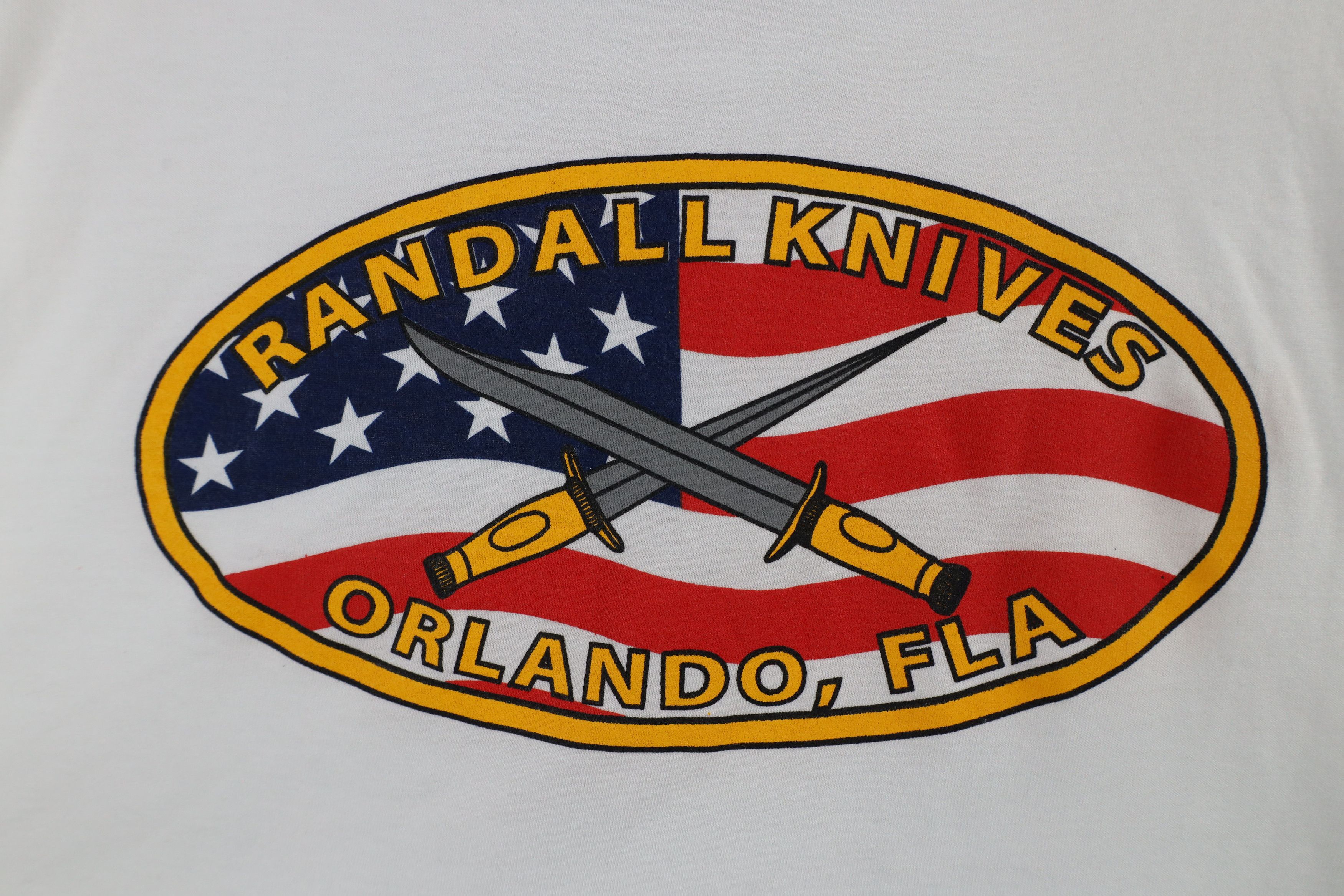Vintage Vintage 90s Randall Made Knives Pocket T-Shirt White USA Size US L / EU 52-54 / 3 - 8 Thumbnail