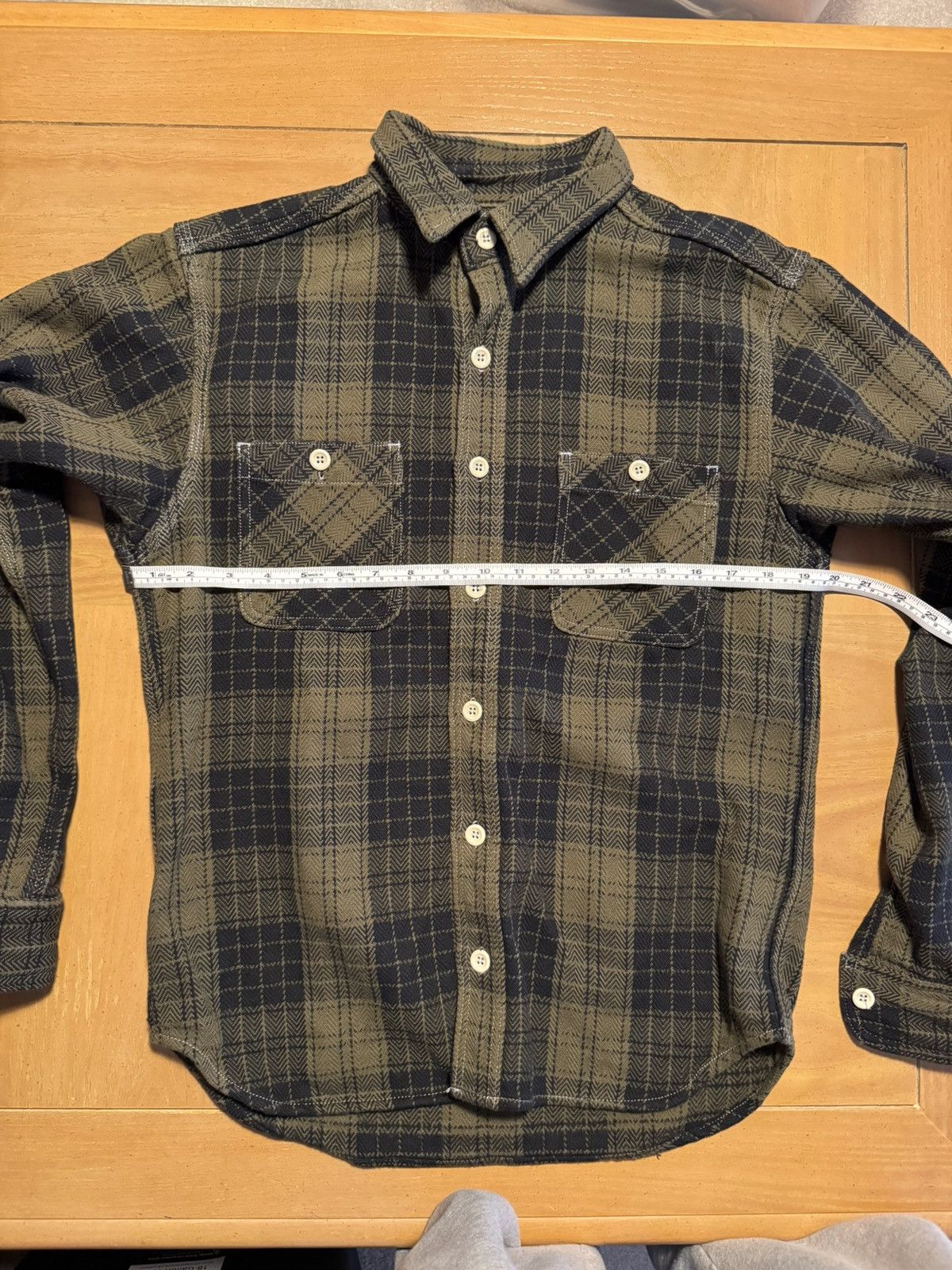 Momotaro Jeans Momotaro Herringbone Check Flannel Shirt (Olive)- 38 Size US S / EU 44-46 / 1 - 8 Thumbnail