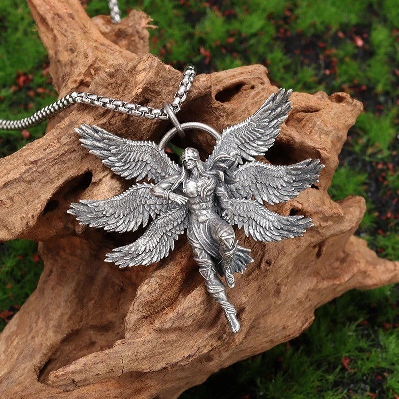 Jewelry Mythical Seraph Warrior Patron Saint Pendant Necklace Size ONE SIZE - 4 Thumbnail