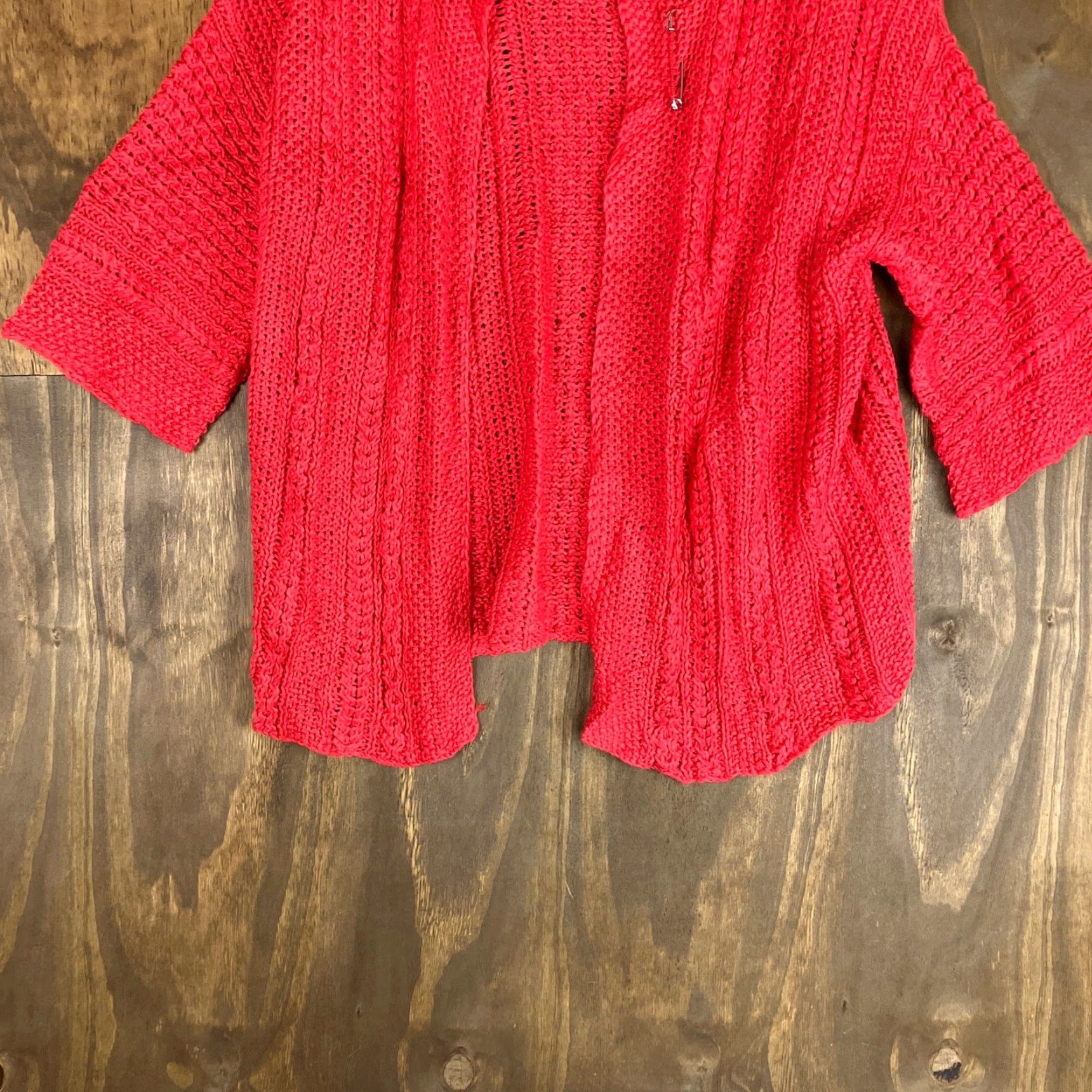 Eddie Bauer Eddie Bauer Cardigan Womens Red Open Linen Knit XL Sweater Knit Style Casual Workwear Holiday 90s? Size XL / US 12-14 / IT 48-50 - 3 Thumbnail