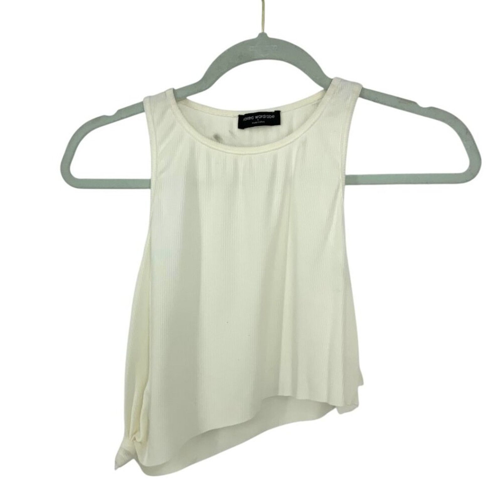 Other Naked Wardrobe Knotted Crop Top White Sz Large NWOT $42 MSRP Size L / US 10 / IT 46 - 3 Thumbnail