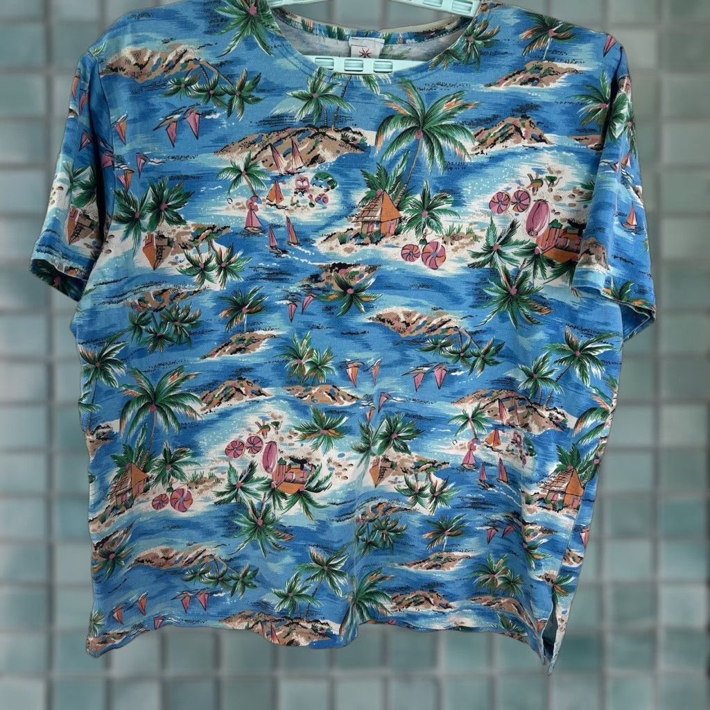 Vintage VINTAGE KWBL T-Shirt Adult XL Blue 90s Graphic Island California Beach Hawaiian Size US XL / EU 56 / 4 - 1 Thumbnail