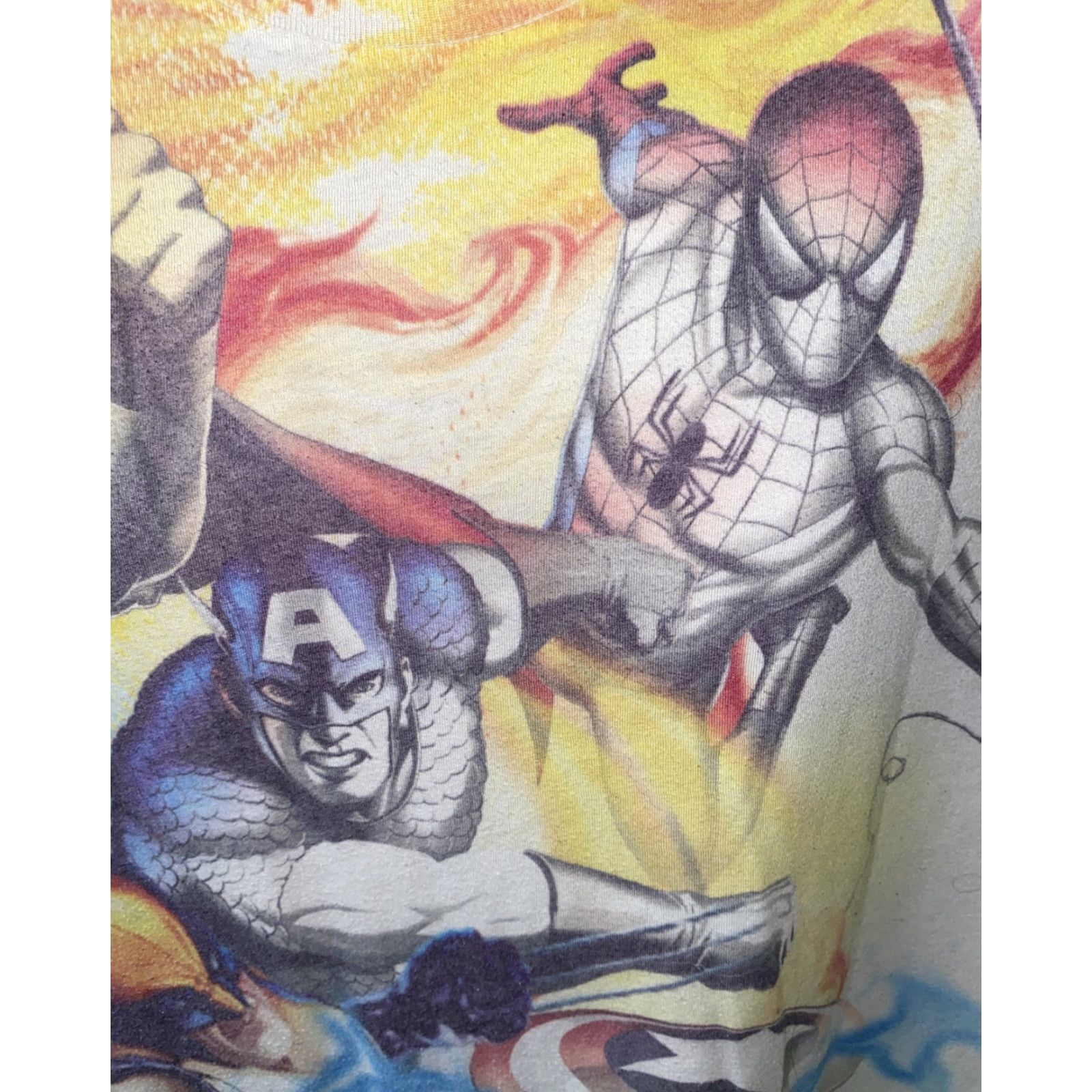 Vintage Marvel Heroes Mens White Graphic Short Sleeve T-Shirt 2XL Regular Size White Solid Pattern Short Sleeve Graphic Marvel Characters Mens T-Shirt Size US XXL / EU 58 / 5 - 3 Thumbnail