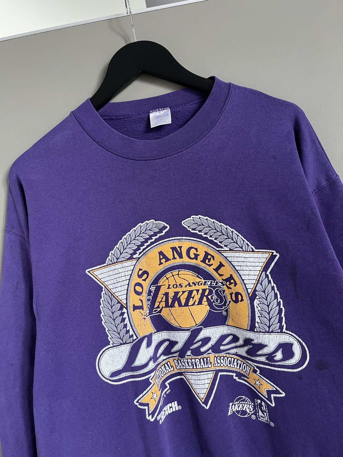 NBA × Vintage Lakers LA 1992 Trench lic.USA Made Vintage Sweatshirt Size US XL / EU 56 / 4 - 2 Thumbnail
