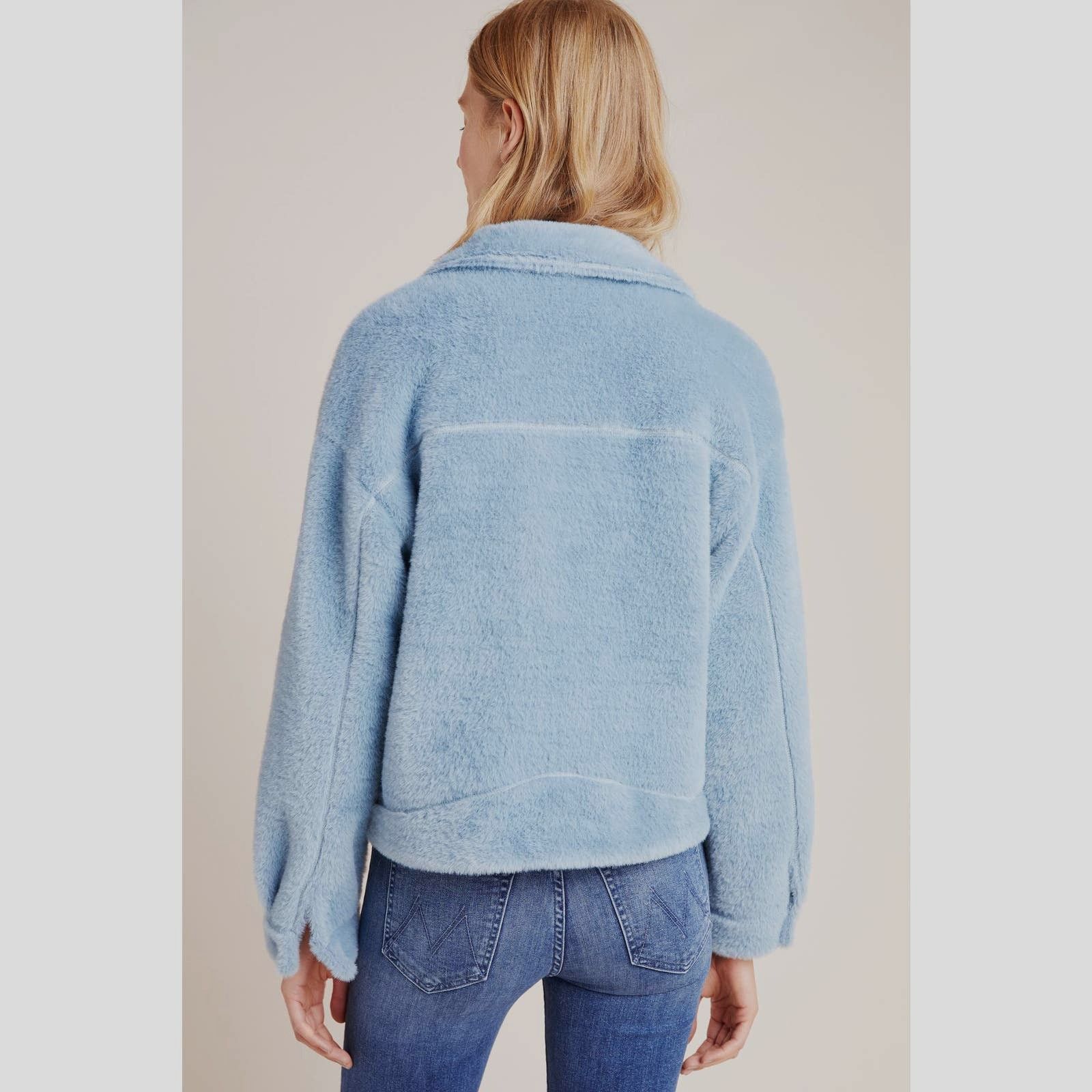 Anthropologie Anthropologie Sherpa Swan Coat by FRNCH $198 Blue MEDIUM Size M / US 6-8 / IT 42-44 - 4 Thumbnail