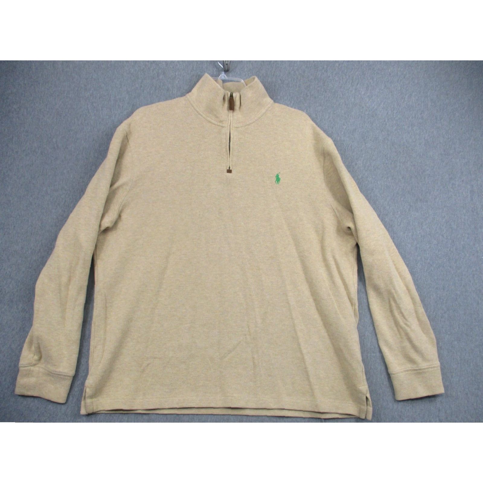 Polo Ralph Lauren Polo Ralph Lauren Sweater Mens XL Half Zip Pullover Green Pony Classic Beige Mock Neck Knit Solid 1/4 Zip cotton Golf Casual Vintage No Girls? Size US XL / EU 56 / 4 - 2 Thumbnail