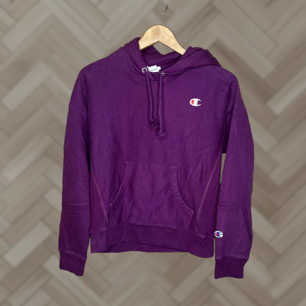 Champion Champion Hoodie Unisex Adults Small Maroon Pullover Reverse Weave Sweatshirt CN Cotton Blend Fleece Logo Embroidered Set Size US S / EU 44-46 / 1 - 1 Thumbnail