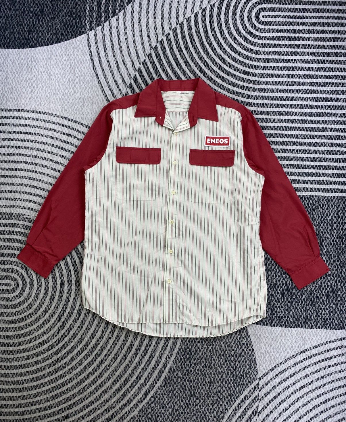 Vintage Eneos Racing Striped Button Up Shirt