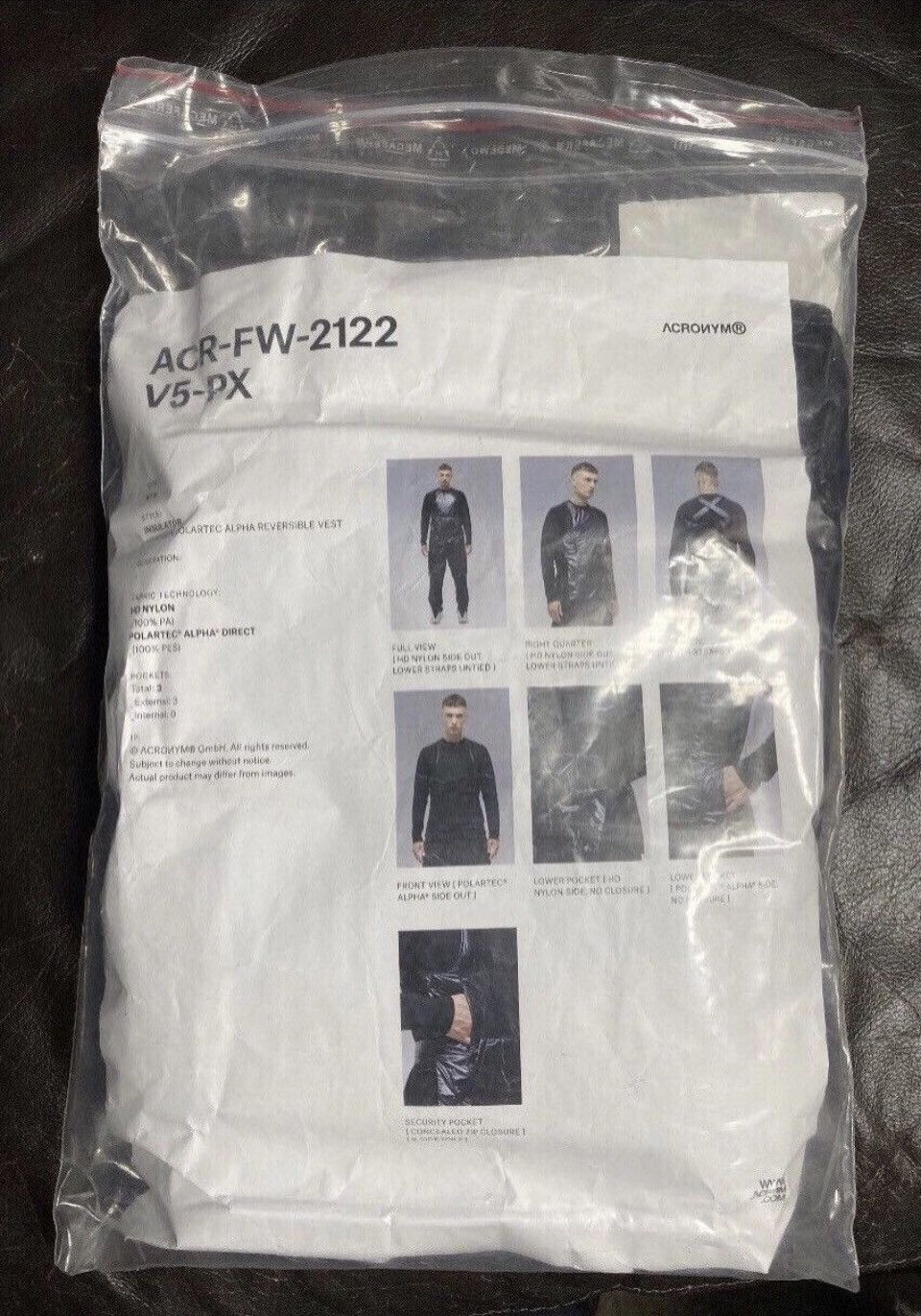 Acronym V5-PX HD Nylon Polartec® Alpha® Reversible Vest Black Rare