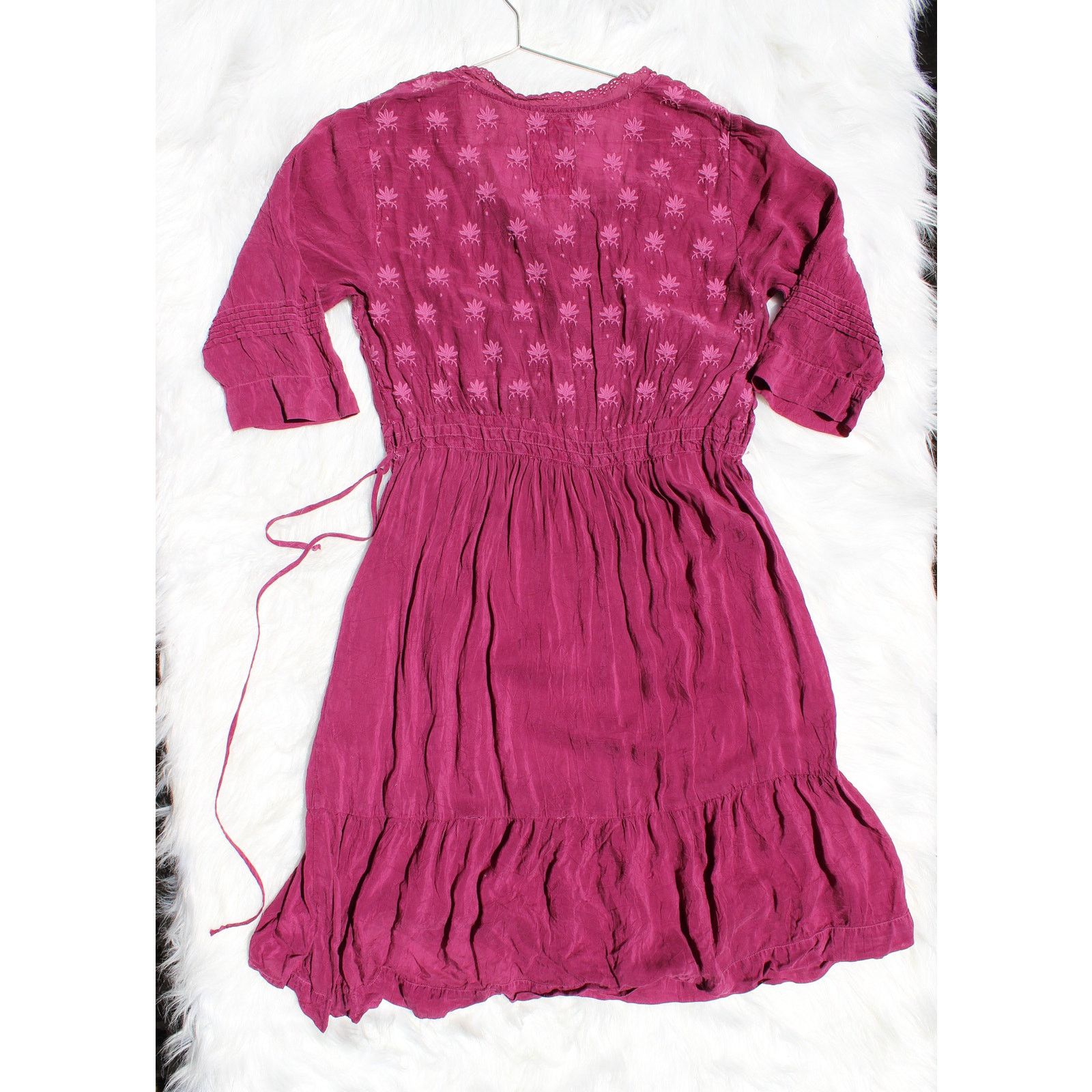 Johnny Was Vintage Johnny Was Small Dress with Tie Length Burgundy Wine Size S / US 4 / IT 40 - 2 Thumbnail