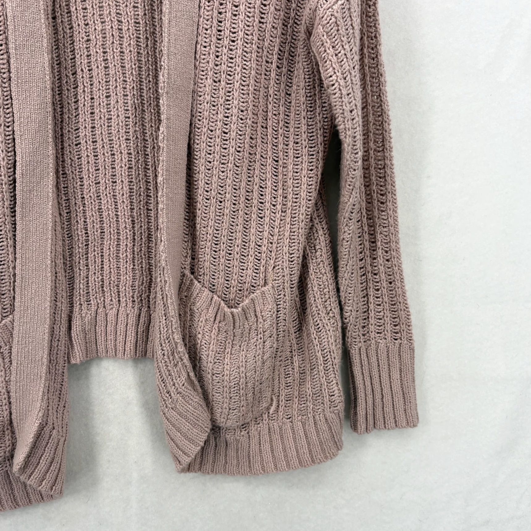 American Eagle Outfitters VINTAGE American Eagle Cardigan Sweater Womens Small Pink Hooded Open Knit Pockets NWT Size S / US 4 / IT 40 - 3 Thumbnail