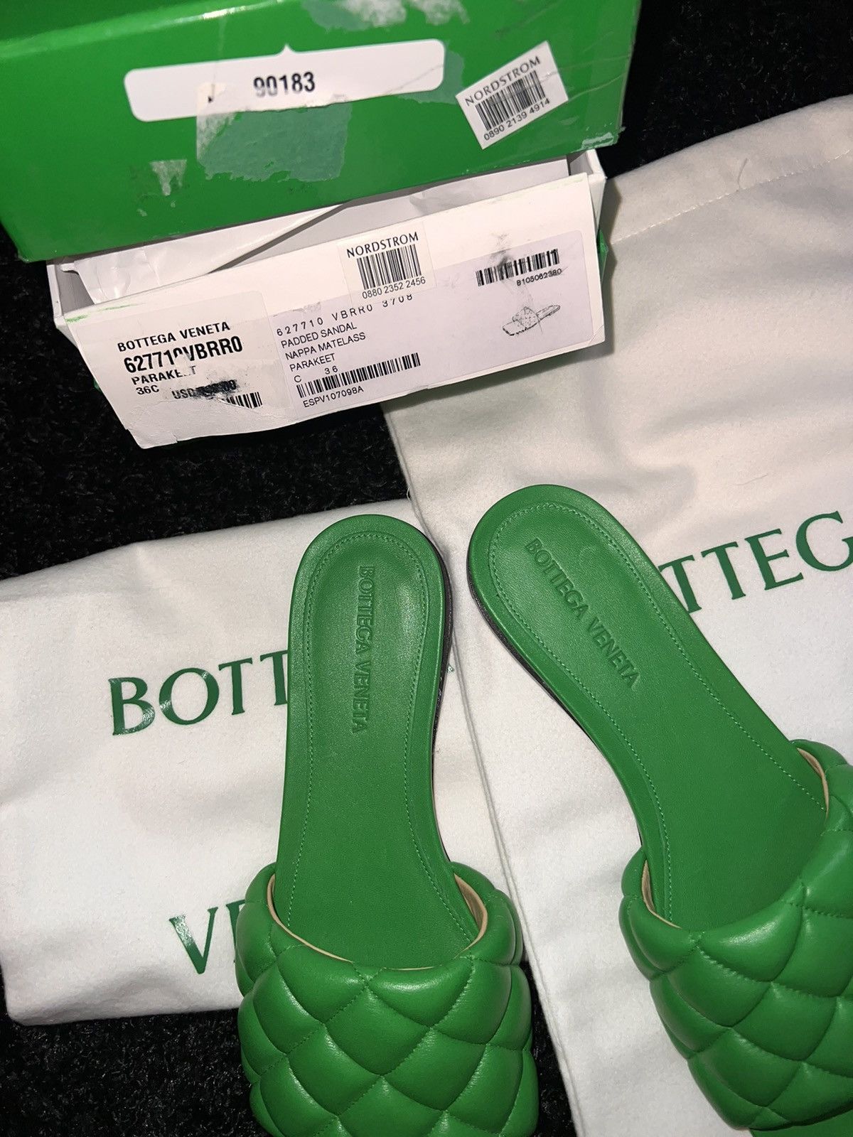 image of Bottega Veneta Parakeet Green Slides, Women's (Size 8.5)