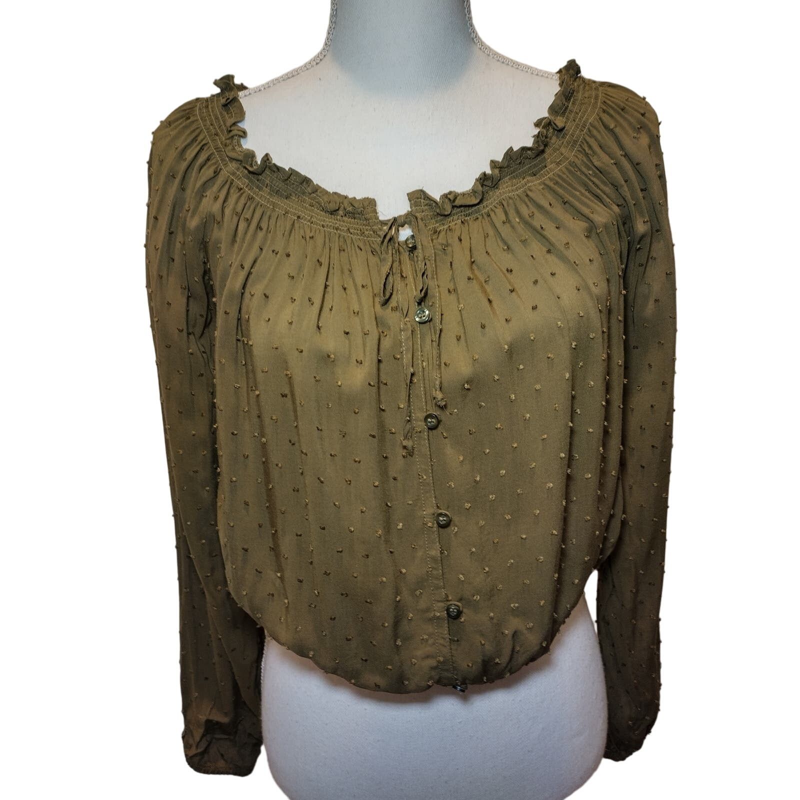 Aeropostale Aeropostale Women Blouse Cropped Off The Shoulder French Dot Size L / US 10 / IT 46 - 1 Thumbnail