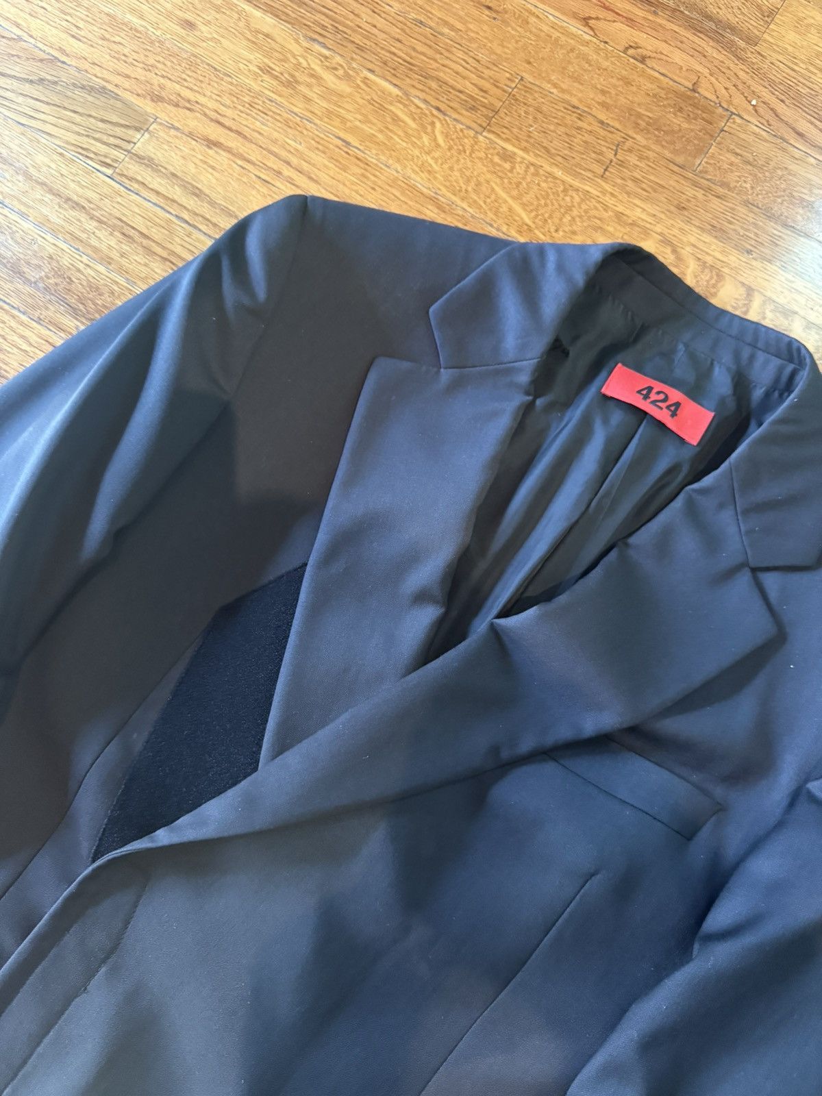 424 424 BLAZER all-black velcro Suit Size 38R - 4 Thumbnail