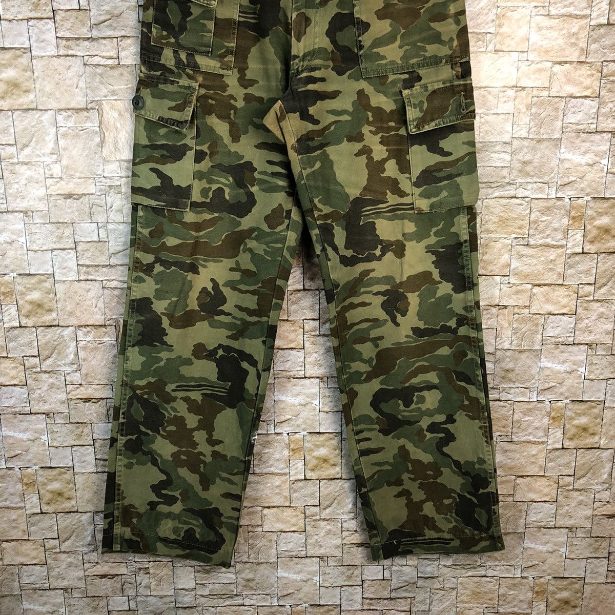 Japanese Brand Even River Green Camo Cargo Multipocket Pants #A625 Size US 31 - 3 Thumbnail