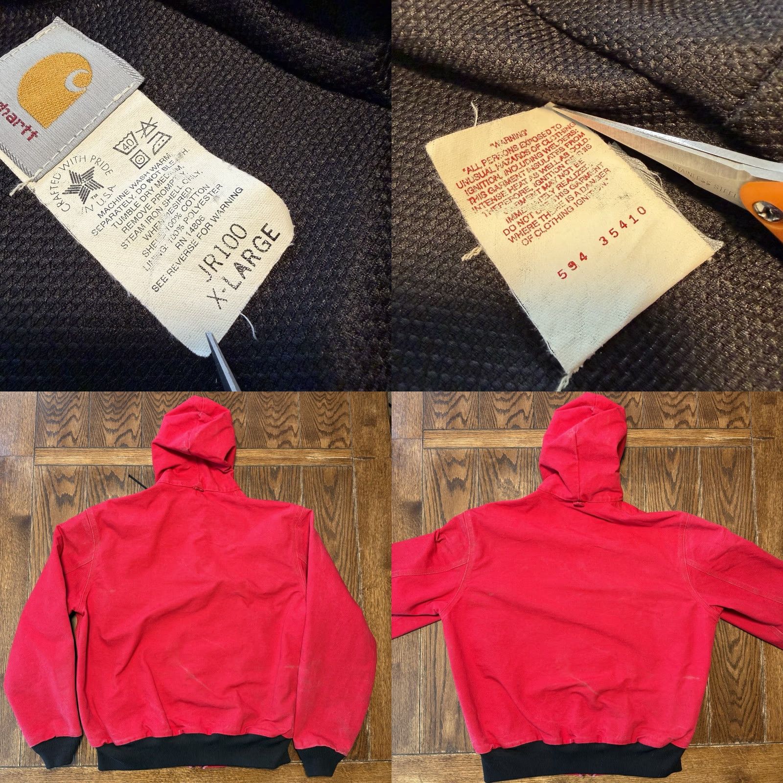 Carhartt VINTAGE Carhartt JR100 Thermal Lined Duck Canvas Jacket Red XL Men Bomber Jacket 90s Size US XL / EU 56 / 4 - 9 Thumbnail