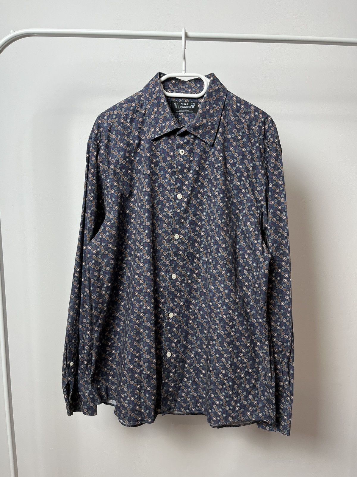New & Lingwood X4 New Lingwood Overprint Cotton Button Up Shirt Size US XL / EU 56 / 4 - 2 Thumbnail
