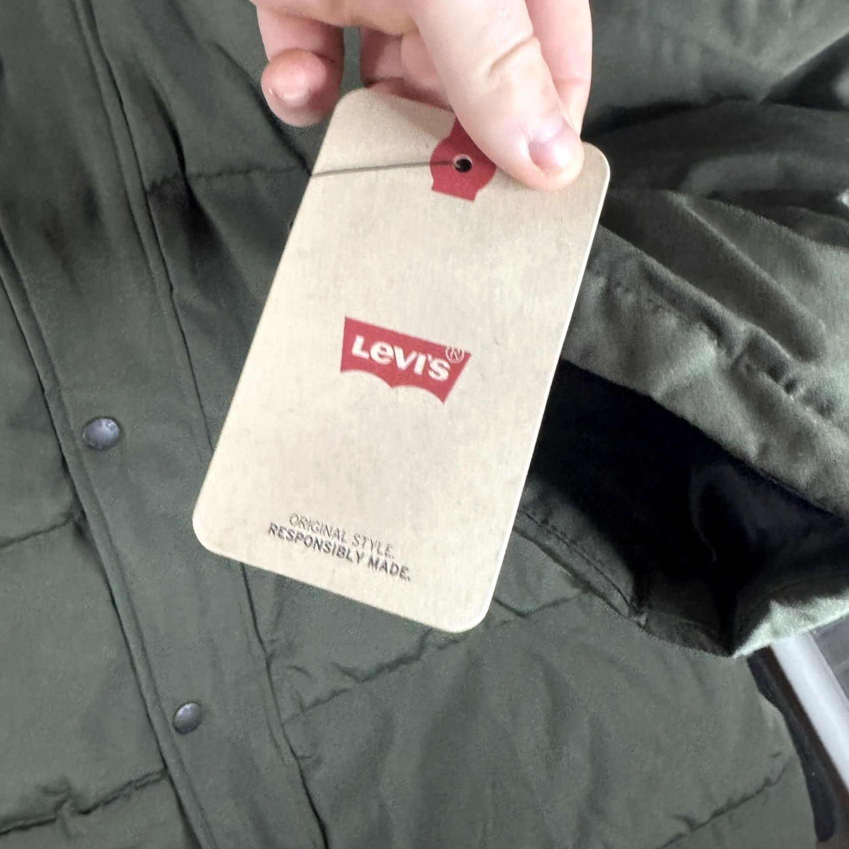 Levi's Levi's Coat Mens XL Green Hooded Long Puffer Insulated Winter LM1RP332 Size US XL / EU 56 / 4 - 4 Thumbnail