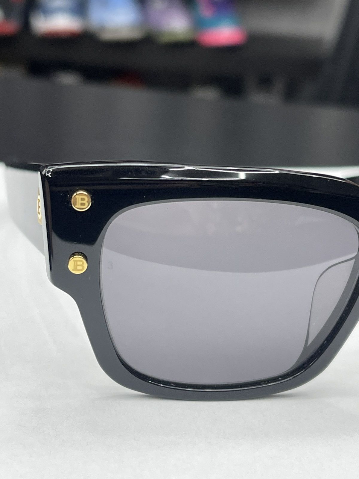 Balmain Balmain B-IV Black Square Unisex Sunglasses Black & Gold Size ONE SIZE - 10 Thumbnail