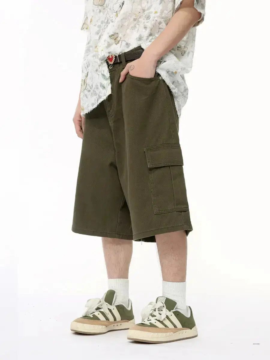 Japanese Brand Retro loose pocket wide leg denim shorts Size US 32 / EU 48 - 1 Thumbnail