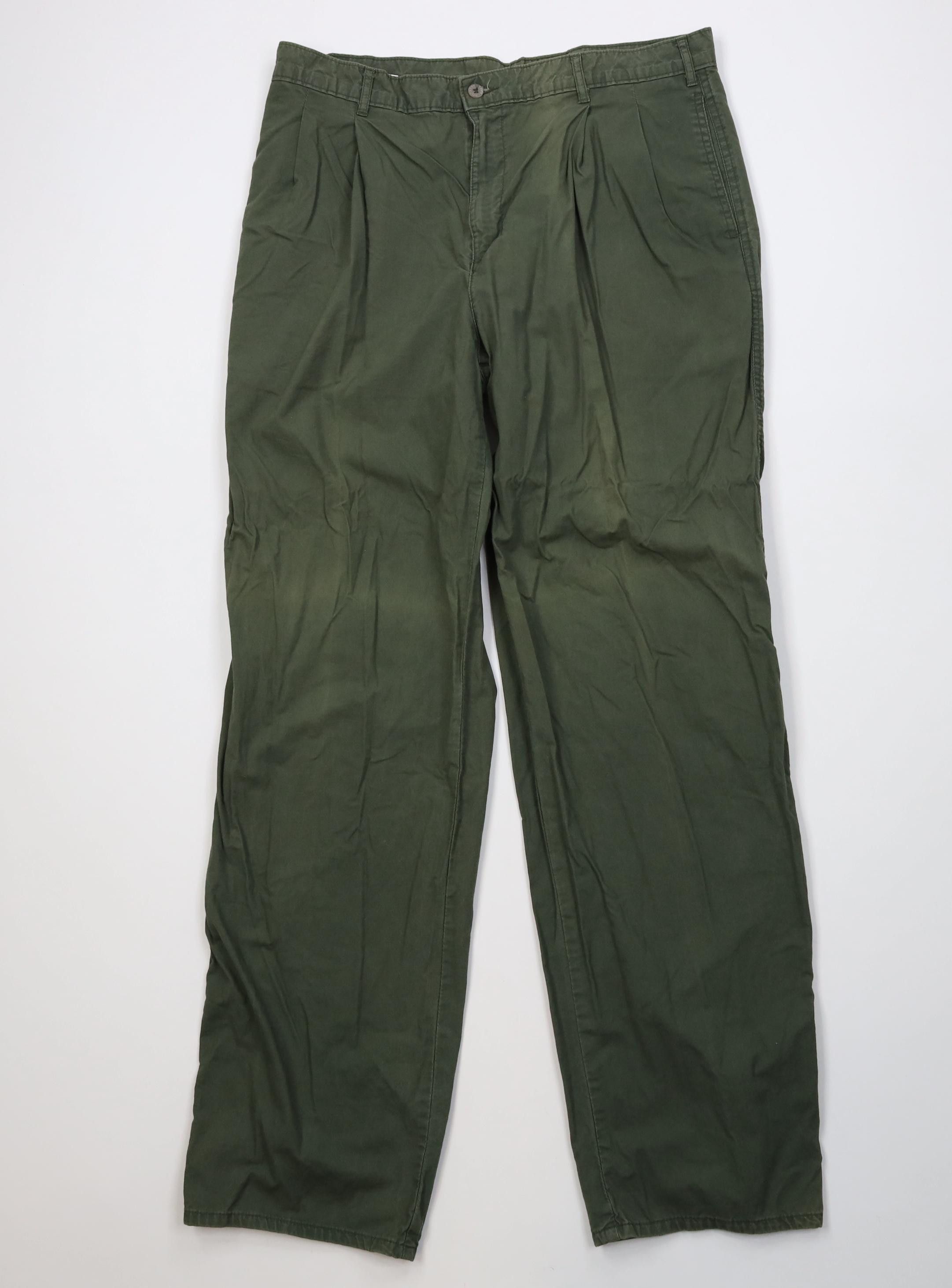 Vintage Vintage 90s Streetwear Pleated Wide Leg Chino Pants Green Size US 36 / EU 52 - 1 Thumbnail